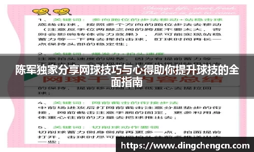 陈军独家分享网球技巧与心得助你提升球技的全面指南