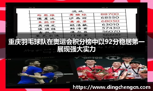 重庆羽毛球队在奥运会积分榜中以92分稳居第一展现强大实力