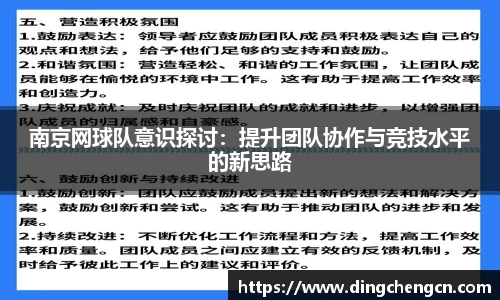 南京网球队意识探讨：提升团队协作与竞技水平的新思路
